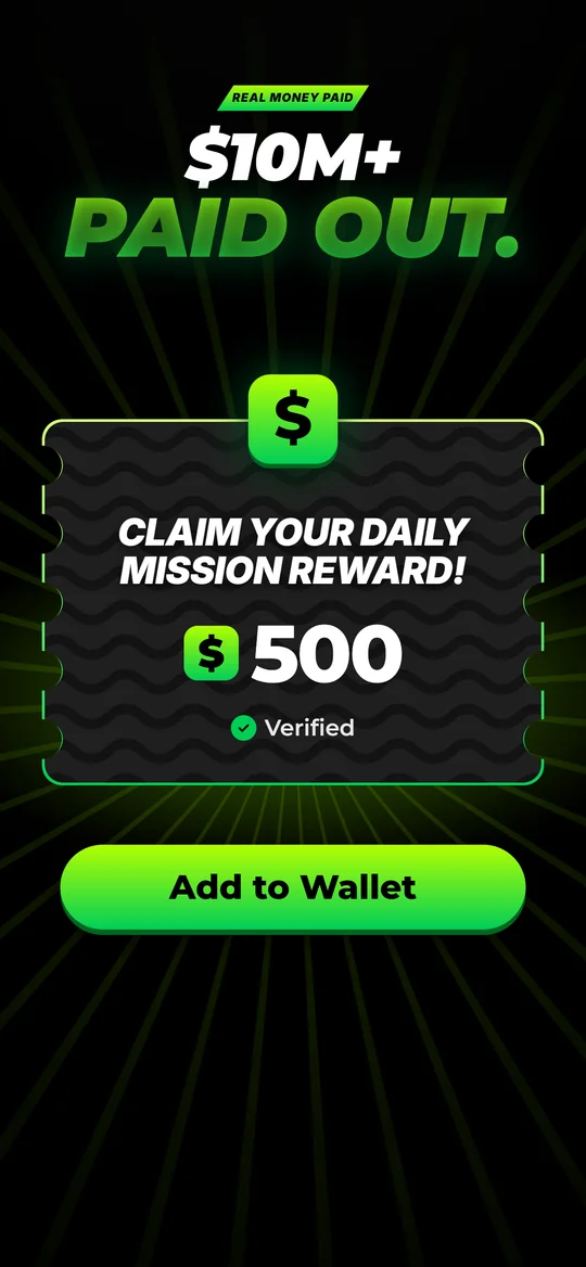 Daily mission reward of $500 being added to a player wallet